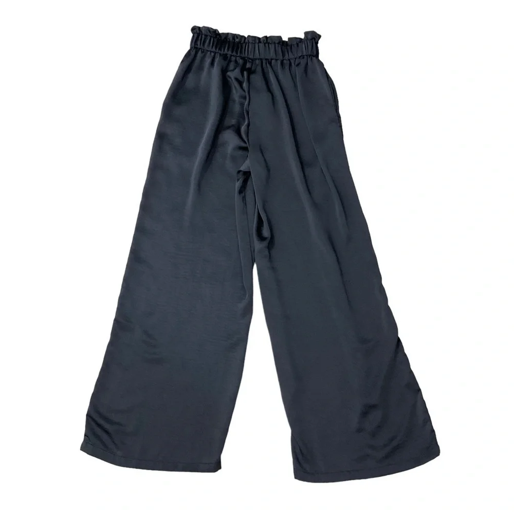 SAVVI Penny Satin Pants black wide leg size small - Picture 8 of 10